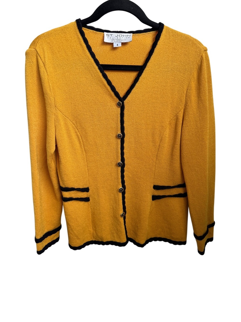 Vintage St. John by Marie Grey Old Money Preppy Ivy League Gold Knit Cardigan 4